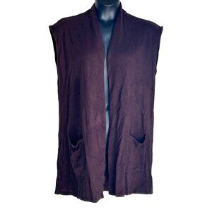 Hampshire Studio XL Womens Brown Sleeveless Cardigan Sweater Vest With Pockets